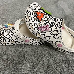 Playful Leopard Print Clogs with Charms